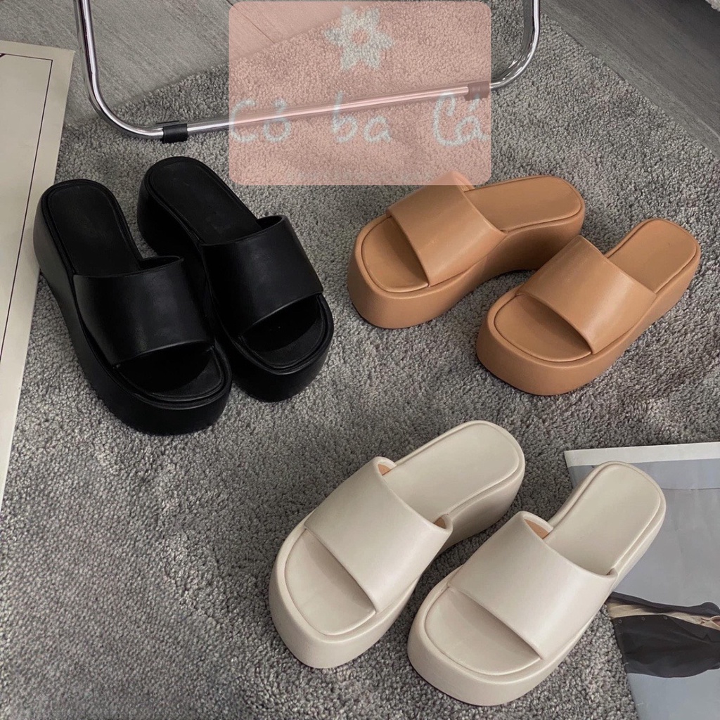 Dép Xuồng Cobala Shoes - Dép Thời Trang Quai Ngang Bản To Trơn Đế Cao Hiện Đại D22094900
