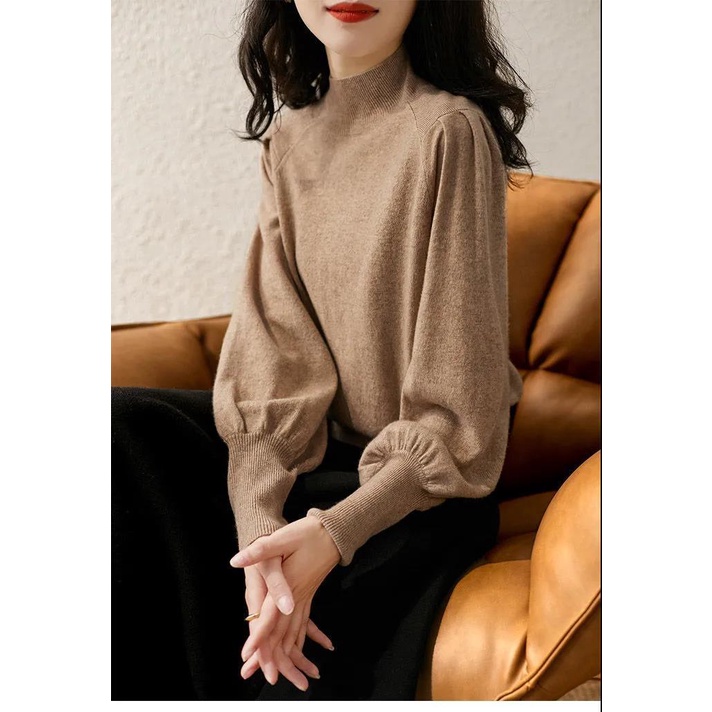 Áo sweater Cổ Lọ Tay Dài Màu Trơn Phong Cách Công Chúa Tây Tạng Thời Trang Thu Đông Cho Nữ sw