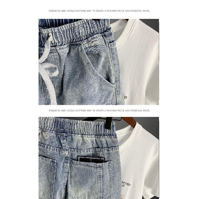 Quần Jeans Dây Rút Dáng Rộng Dài Đến Mắt Cá Chân Thời Trang Nam Harlan