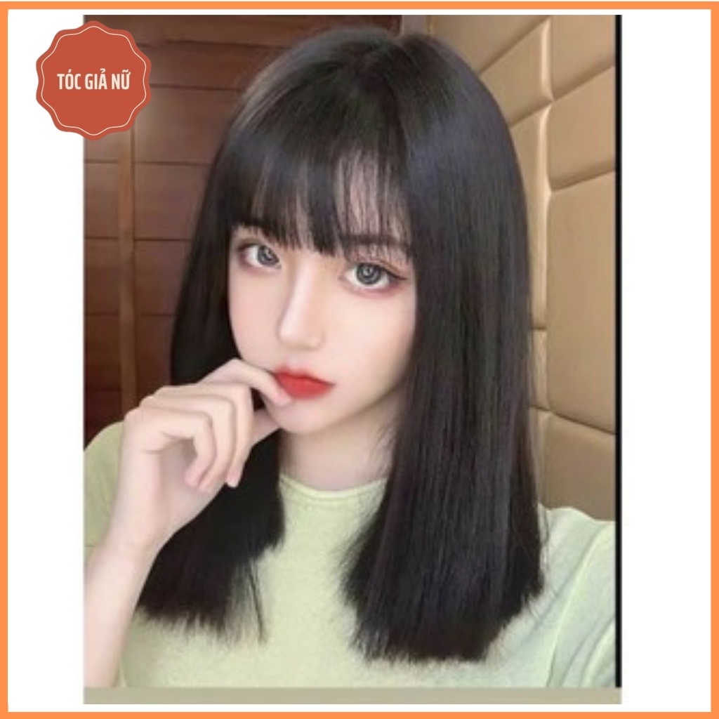Tóc giả nữ đẹp 🤑FREESHIP🤑 Tóc giả nguyên đầu thẳng lỡ siu cute 40cm