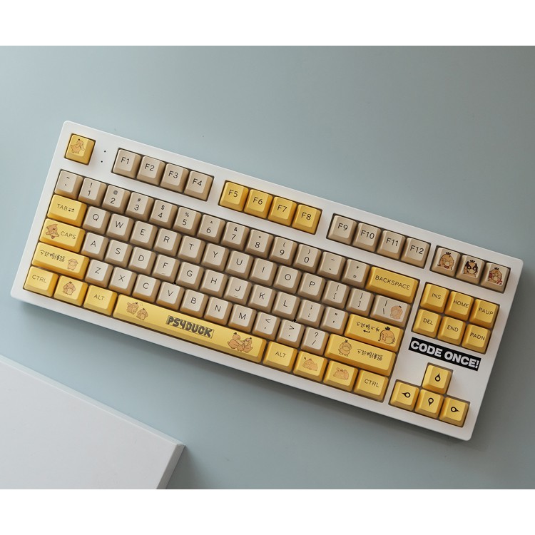 Nút Bàn Phím Keycap Pokémon Psyduck Pikachu OEM 131 Phím PBT Dye Sub Keycaps Tương Thích Với 104/68/87/980
