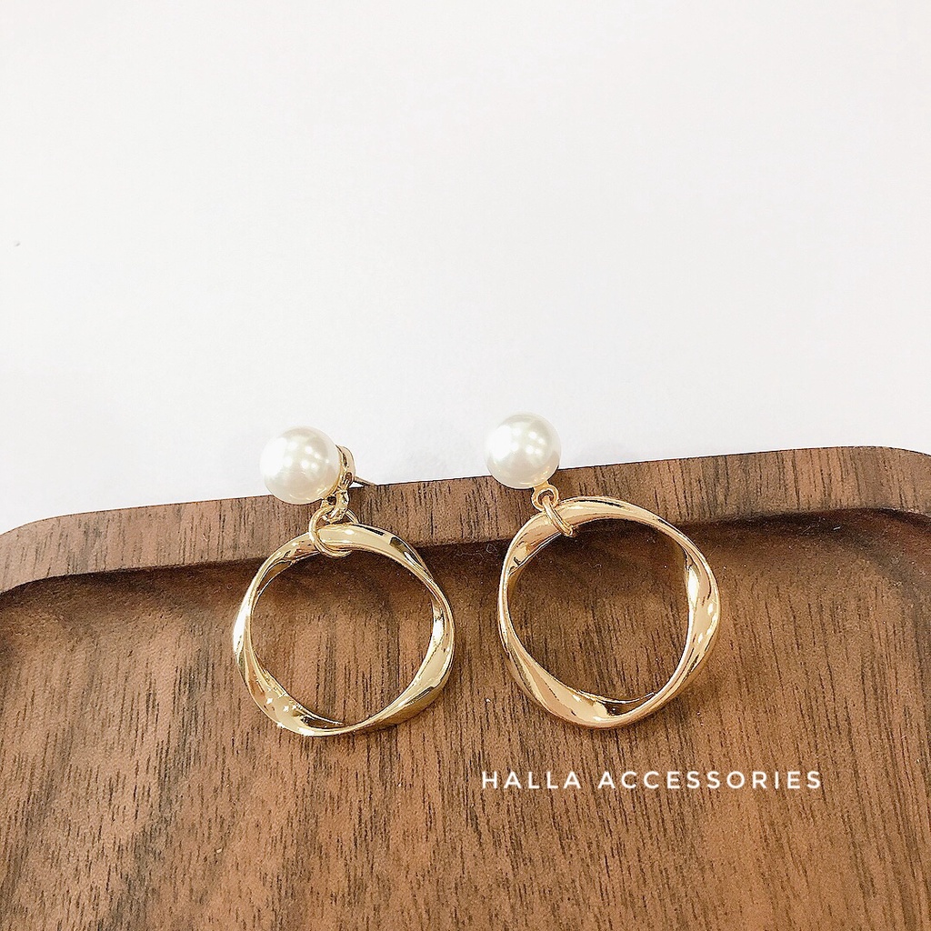 Khuyên tai chuôi bạc S925, phong cách Hàn Quốc sáng đẹp bền màu HALLA