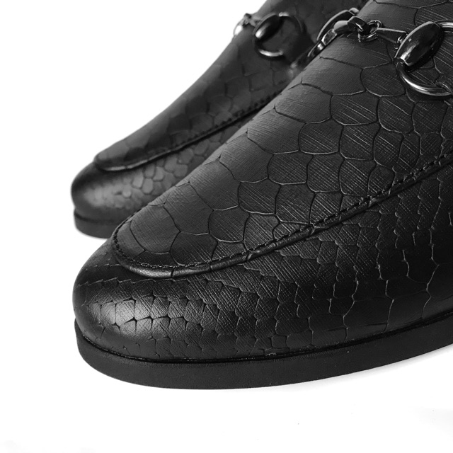 Giày sục da trăn đen TEFOSS HT01 da lì độc lạ và sang trọng size 37-43 | BigBuy360 - bigbuy360.vn