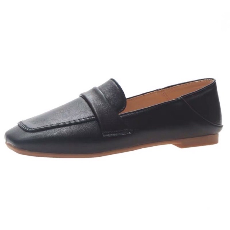 Giày loafers nữ da trơn đế bệt cực mềm