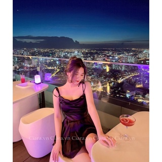 Váy 2 dây lụa chân ren (đen/be)