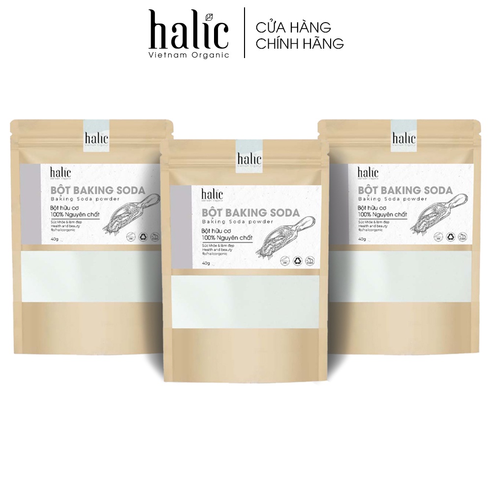 Bột Baking Soda trắng răng Halic Organic 40G dùng đánh răng trắng, loại bỏ vết ố vàng, khử mùi hôi miệng