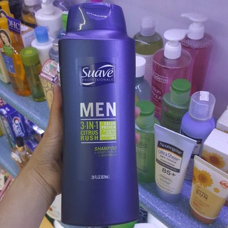 Tắm, gội, xả Suave Men 3 in 1 Shampoo, Conditioner and Body Wash 828ml