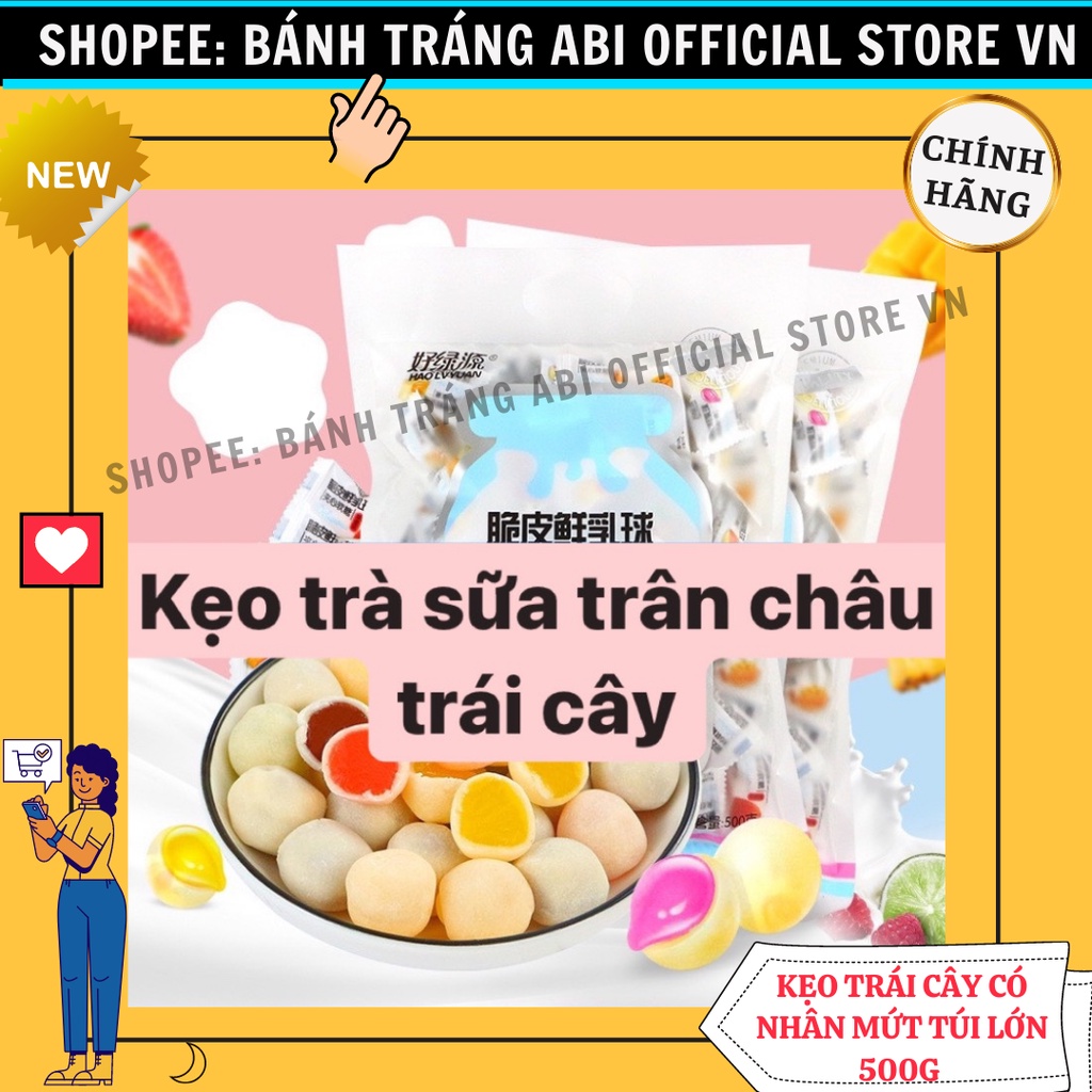 [HÀNG ĐỘC QUYỀN] KẸO TRÂN CHÂU CÓ NHÂN MỨT VỊ TRÁI CÂY GÓI LỚN 500G