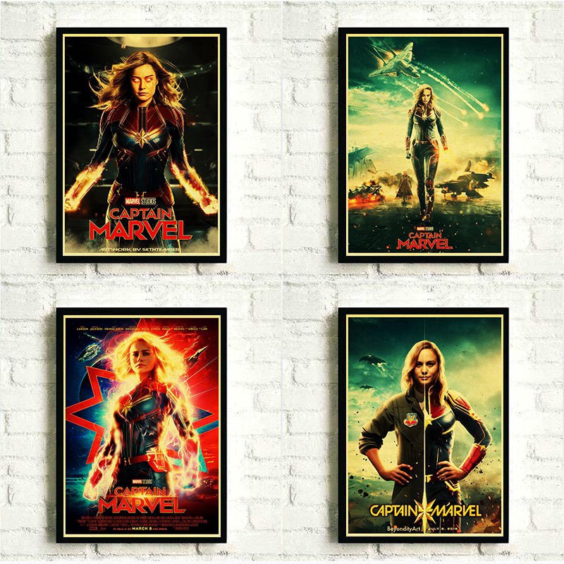 Poster phim Marvel Captain Marvel Retro Giấy Kraft Poster Chất Lượng Tốt In Tranh Trang Trí Nghệ Thu