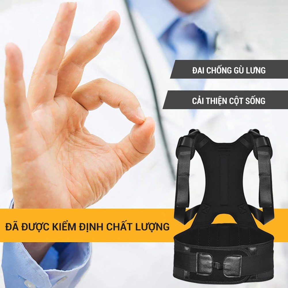 Đai chống gù lưng chính hãng GoodFit với 4 thanh thép định hình cho trẻ em và người lớn GF713P - Chính hãng