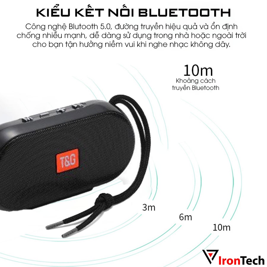 Loa bluetooth mini IronTech TG197 cầm tay di động loa không dây blutooth pin sạc 4 tiếng siêu bass toàn dải