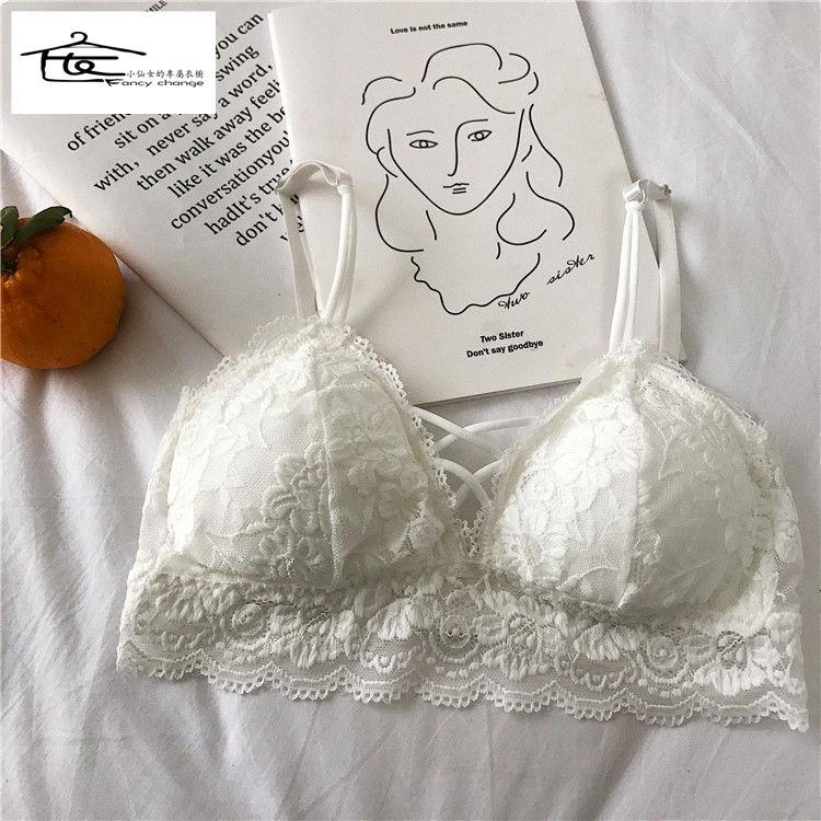 Áo Ngực Nữ Không Gọng Phối Ren Phong Cách Hàn Quốc