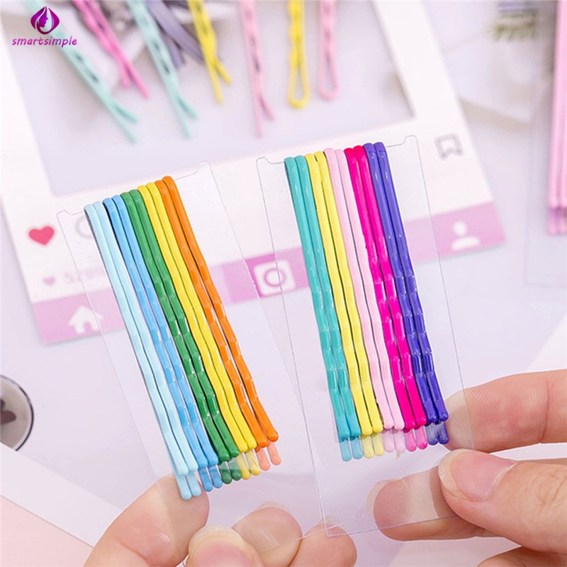 Set 10 kẹp tóc kim loại gợn sóng 5 màu dễ thương cho nữ