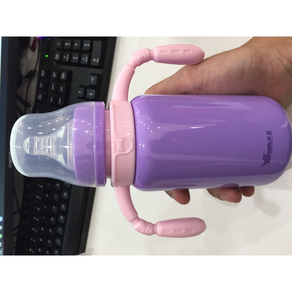 Bình sữa giữ nhiệt trẻ em - Chống sặc, cổ rộng, có tay cầm cho bé - Giữ nhiệt tốt tới 8 giờ [Dung tích 320ML]