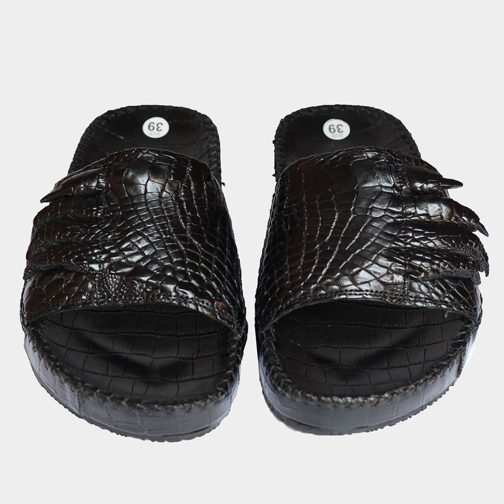 Dép nam quai ngang móng da cá sấu thật - Dép da cá sấu xịn NGƯỜI SÀNH DA DCS710  bảo hành 6 tháng