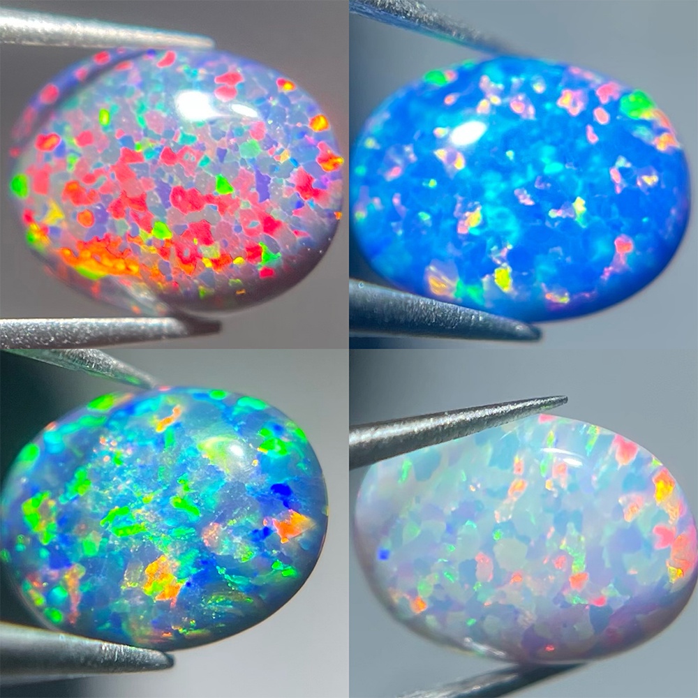 Bộ Trang Sức Vòng cổ Nhẫn Mặt Đá Opal Tự Nhiên