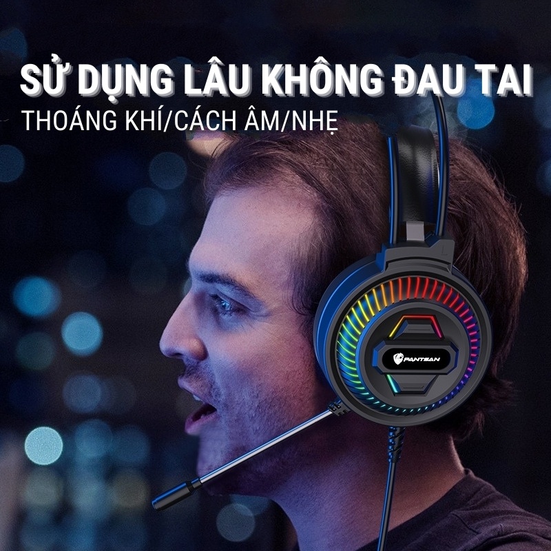 Tai nghe chụp tai có micro chuyên game Panstan PSH-400 phiên bản mới | Led RGB ngầu, micro khử ồn cao, âm thanh vòm 7.1