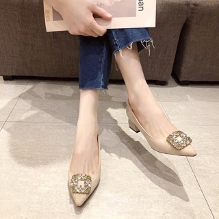 Giầy da lộn đính đá
