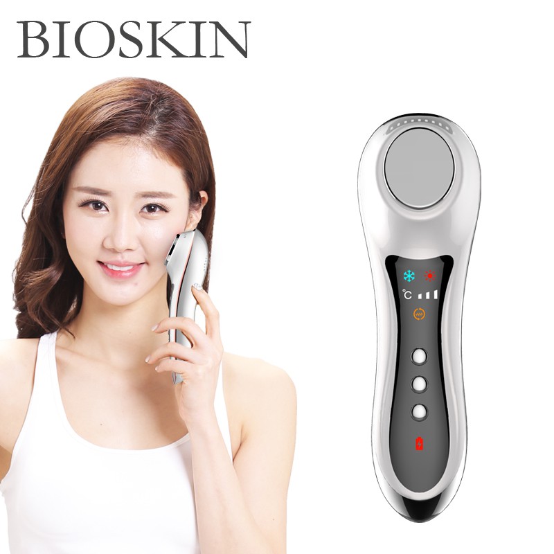 BIOSKIN Anion Sonic Hot Cold Face Massager Beauty Skin Care Vibration Anti-aging Firming Anti-wrinkle Spa Machine Rechargeable