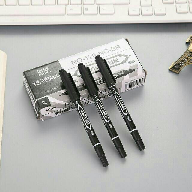 Hộp 10 bút dạ 2 đầu to nhỏ dùng để vẽ nét