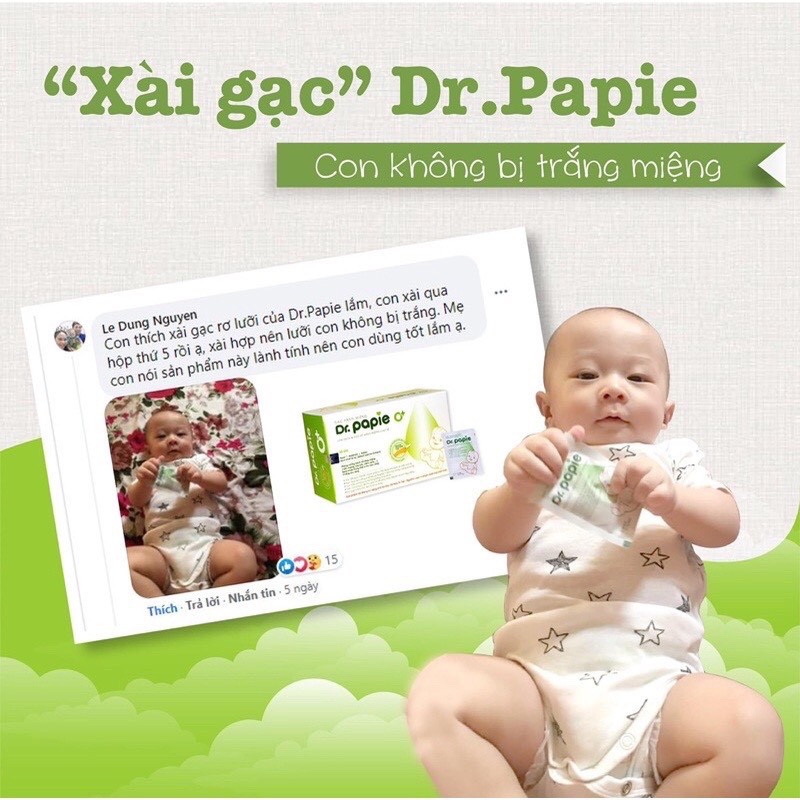 Gạc rơ lưỡi Dr Papie vệ sinh răng miệng cho bé hộp 30 gói