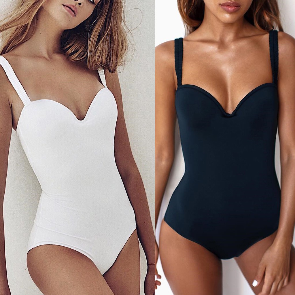 Đồ bơi nâng ngực nữ 1 mảnh màu trơn gợi cảm