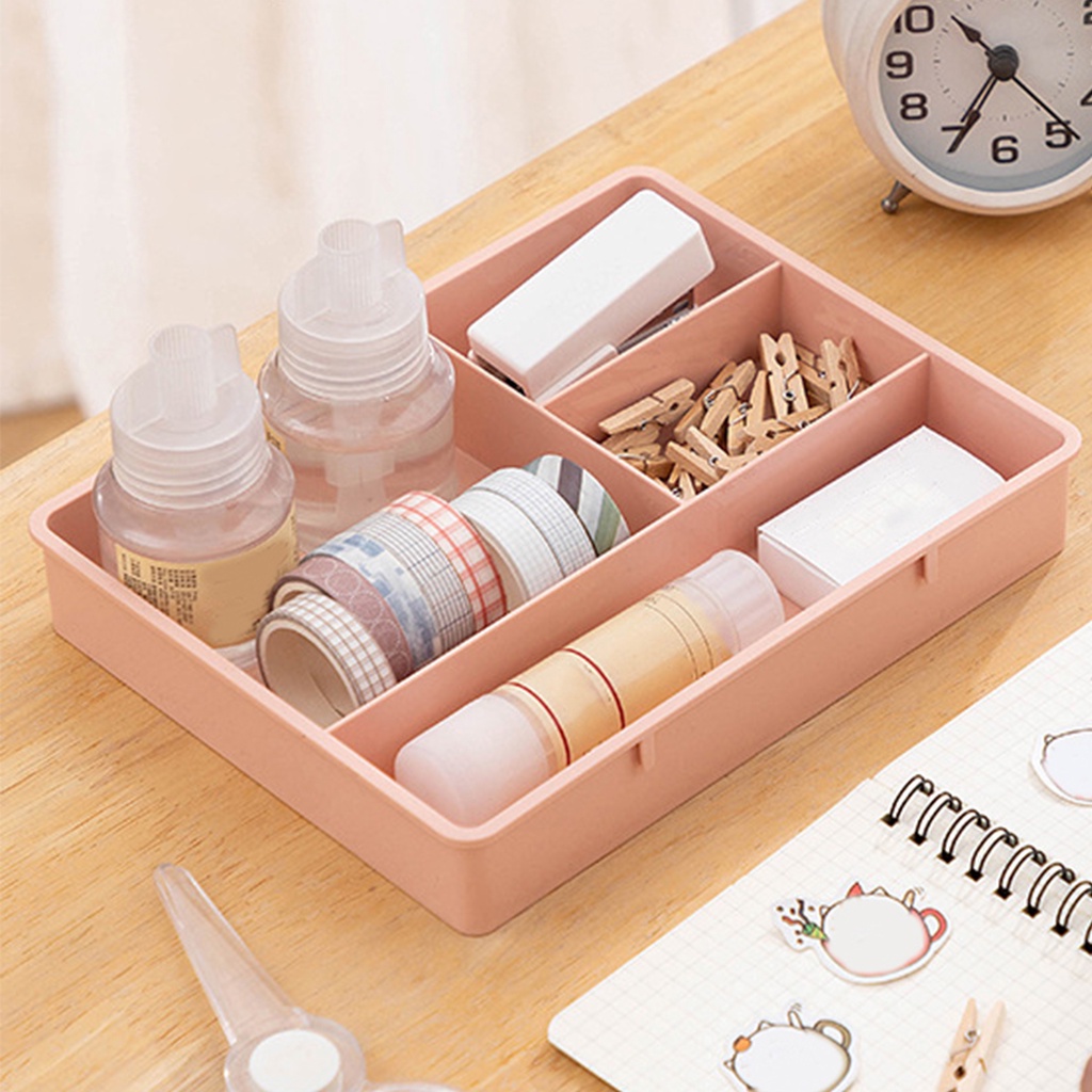 Khay Nhựa PP Chia 4 Ngăn Đựng Đồ Chống Bụi Tiện Dụng