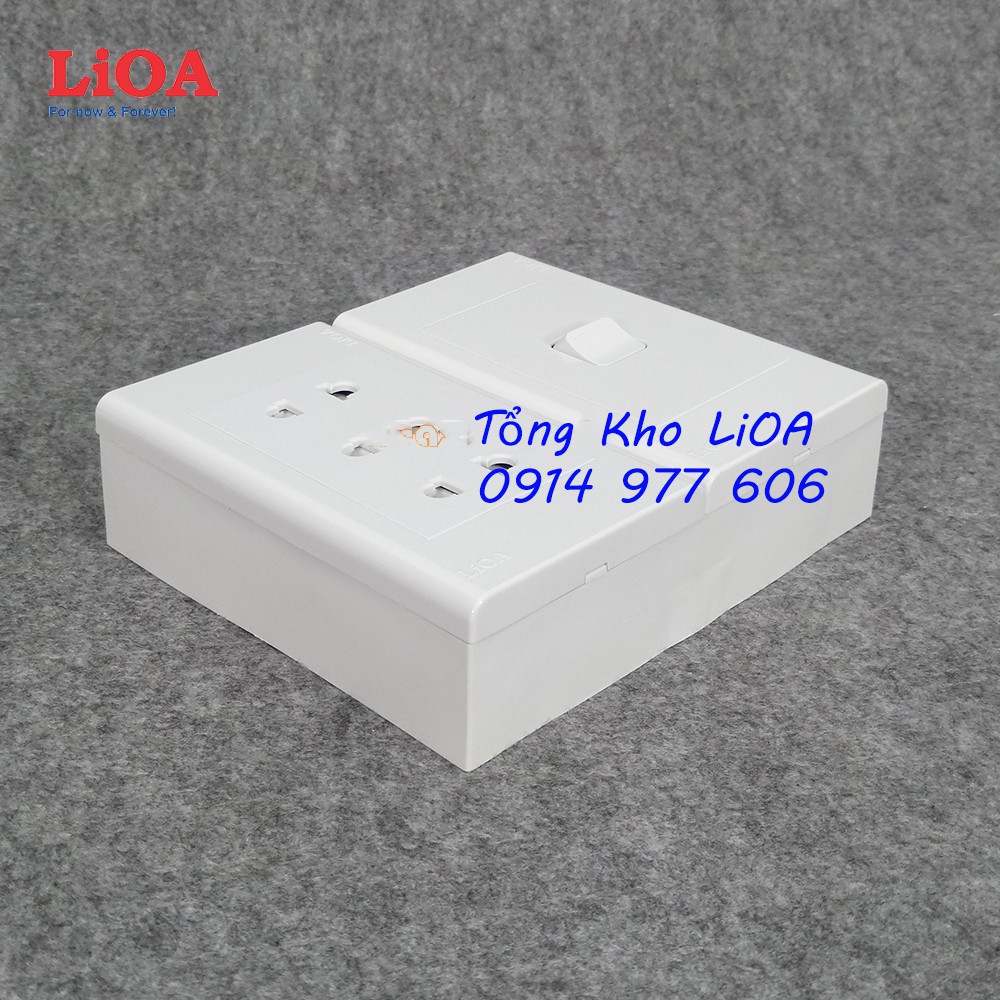 Combo ổ cắm điện ba 2 chấu LiOA 16A 3520W + 1 công tắc điện - Lắp nổi