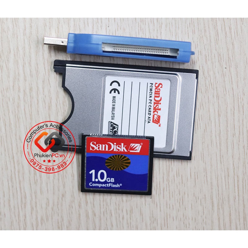 Combo Thẻ nhớ CF 1GB, áo thẻ PCMCIA 68Pin, Đầu đọc USB cho máy CNC