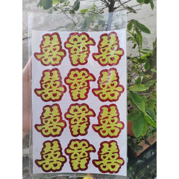 Decal trái tim dán trầu cau, trái cây, trang trí mâm quả