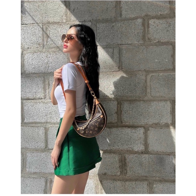 Túi đeo W266-20 dáng bầu hai màu nâu và jeans fullbox nguyên seal code quá là yêu