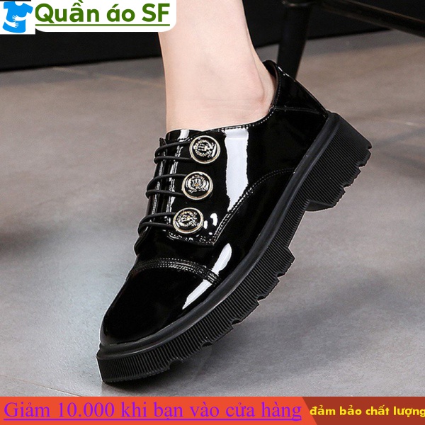 【Quần áo SF】Giày Búp Bê Da Bóng 4cm Mũi Vuông Phong Cách Lolita Anh Quốc Cho Nữ 2ftd
