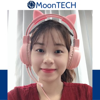 Tai nghe Gaming Headphone, Tai nghe chụp tai màu hồng, đen, trắng có đèn Led và Mic