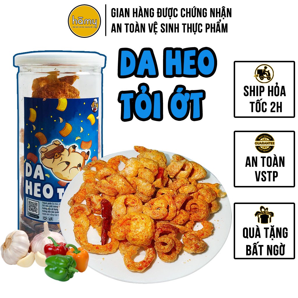 [Mã 267FMCGSALE giảm 8% đơn 500K] Da heo cháy tỏi - da heo chiên giòn tỏi ớt hũ pet 160g đồ ăn vặt Hà My