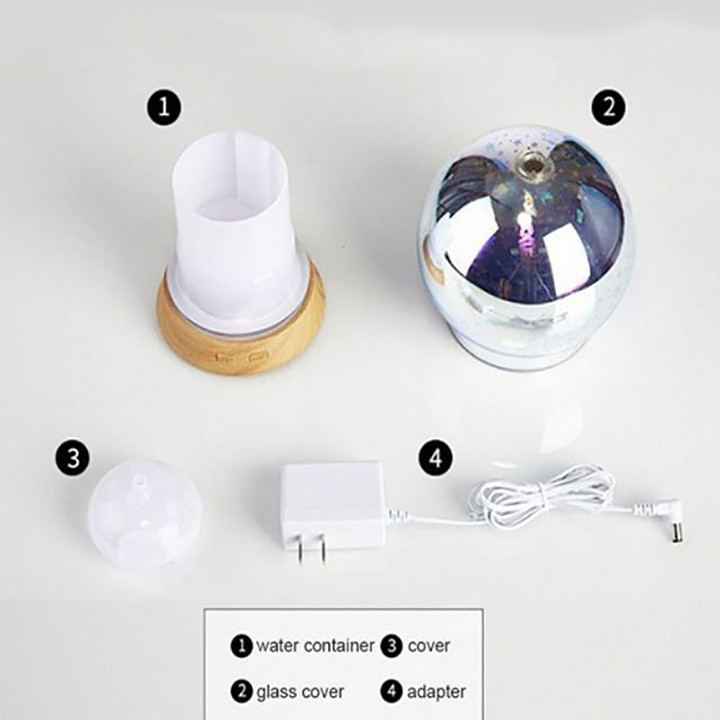 Máy Xông Tinh Dầu , Máy Khuếch Tán Tinh Dầu  -Quả Cầu 3D 7 Màu Đèn Led Đẹp Huyền Ảo Làm Đèn Ngủ Quà Tặng Rất Cute