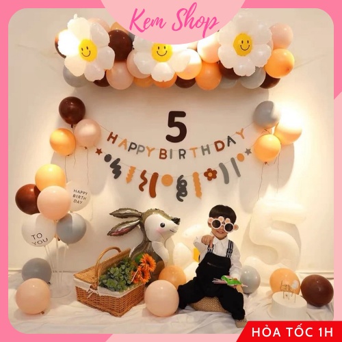 Set trang trí sinh nhật thỏ ngọc phong cách Hàn Quốc dễ thương - K197