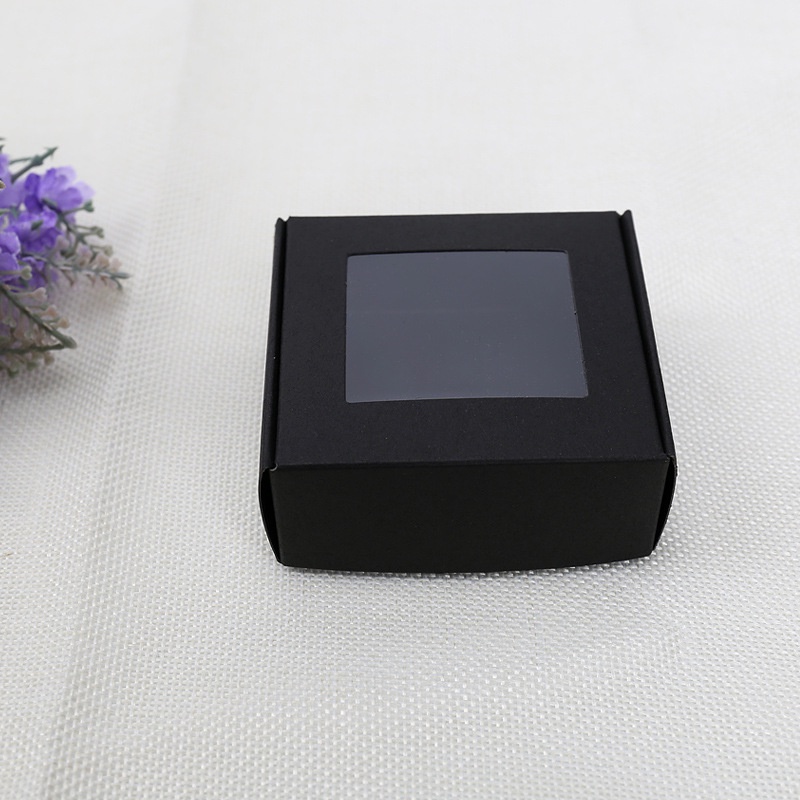 Hộp giấy cứng kraft tháo lắp có lớp nhựa trong kích thước 65x65x30mm