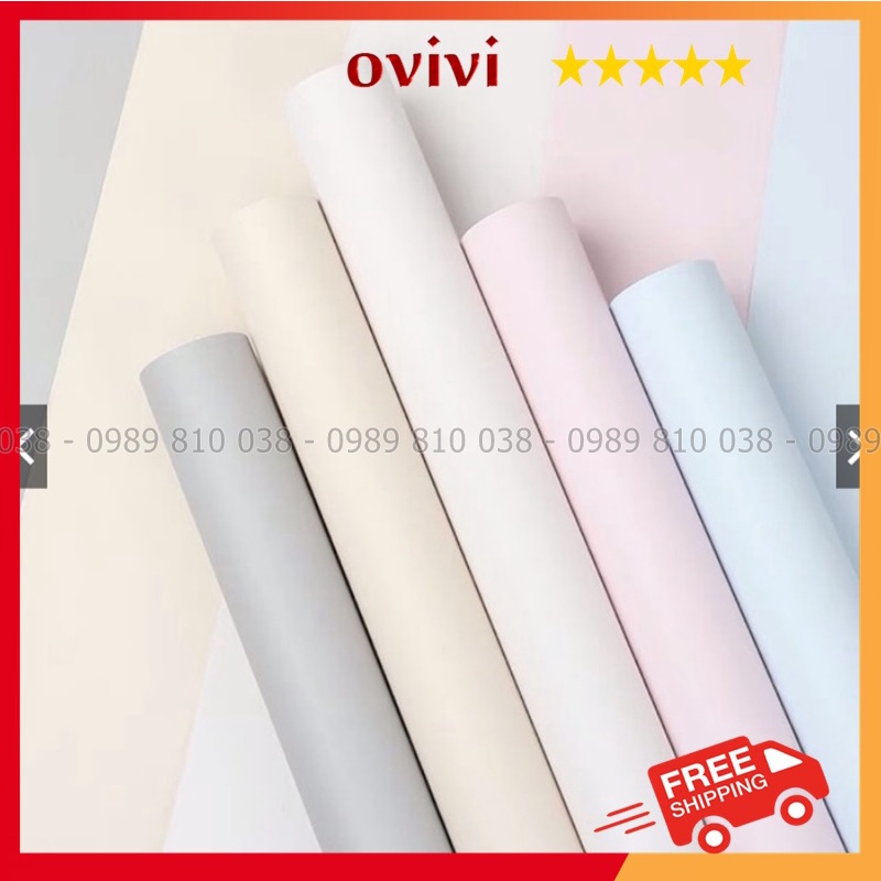 10m Giấy dán tường trơn màu pastel có keo sẵn khổ 45cm chống thấm nước cho phòng ngủ phòng khách