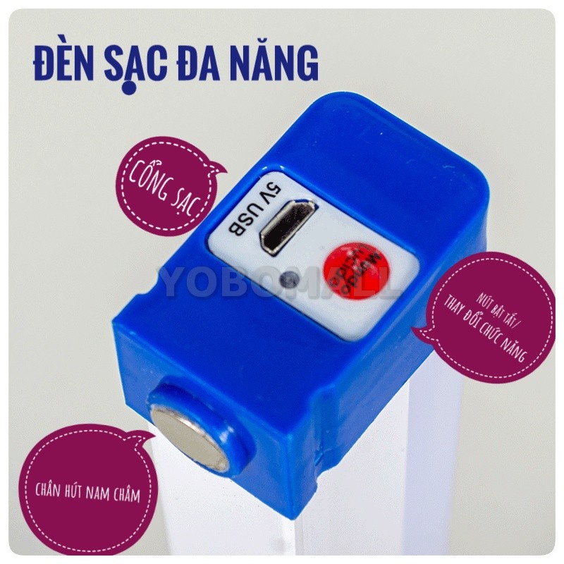 Đèn Sạc Tích Điện, Bóng Đèn Led Dài Siêu Sáng Sạc Tích Điện Đa Năng Trong Nhà Ngoài Trời - Yobomall