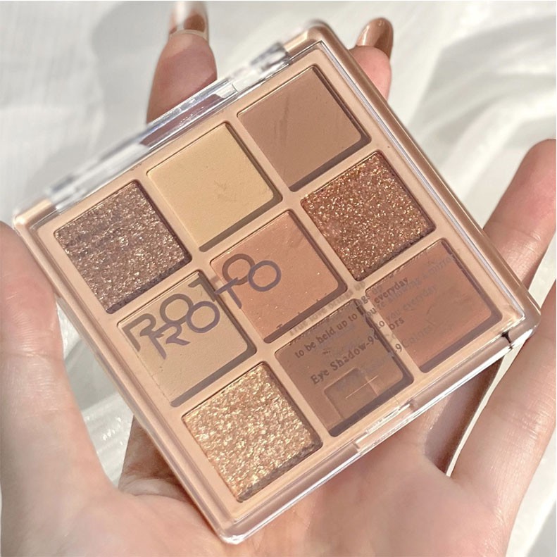 Bảng mắt 9 ô Roto lấp lánh, màu nude trendy