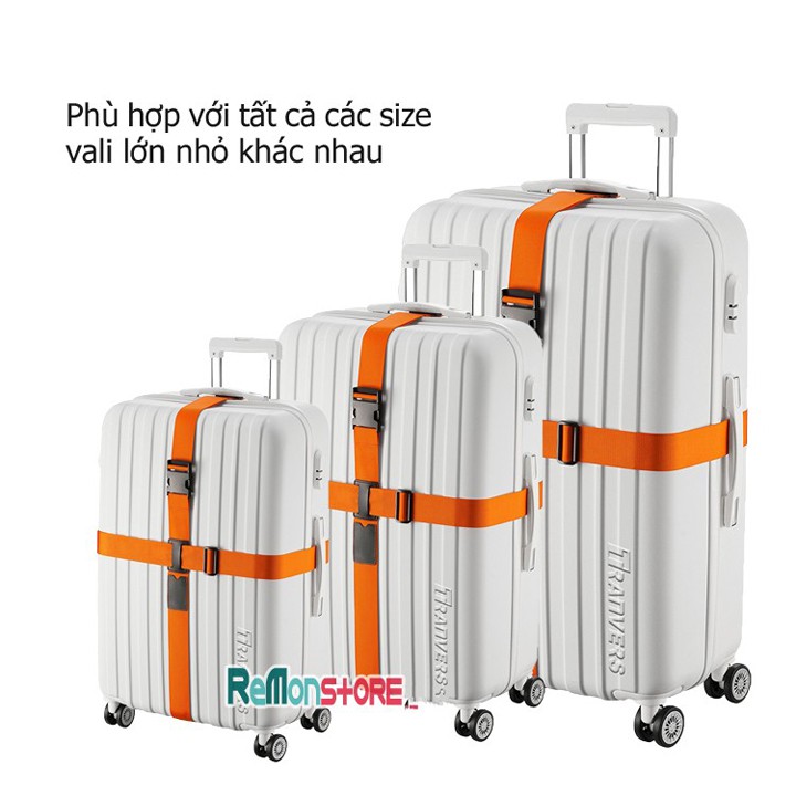 Dây buộc vali đôi chữ thập free size SAFEBET_Cam