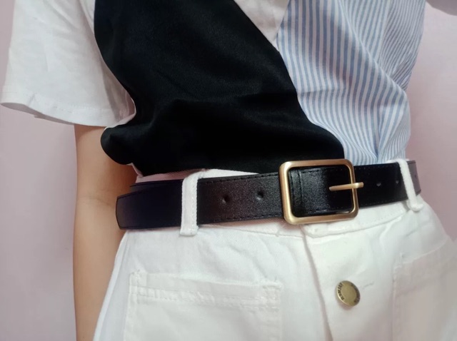 Belt-dây lưng mặt khuyết chữ nhật retro