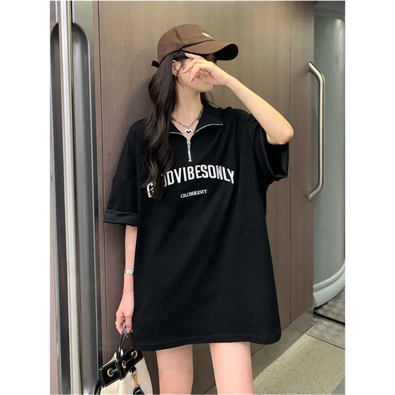 Áo polo Tay Ngắn Dáng Rộng In Chữ Phong Cách Hàn Quốc Thời Trang Mùa Hè 2022