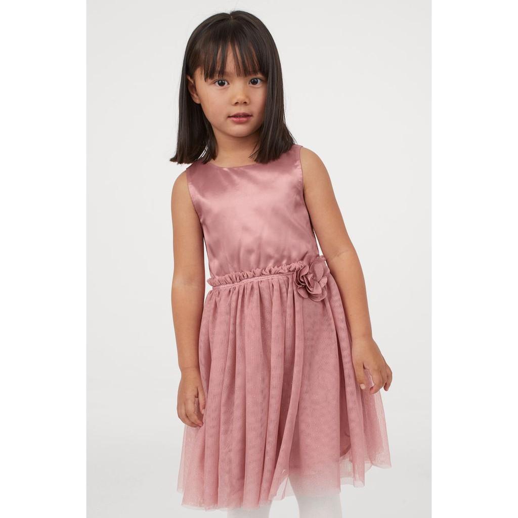 Váy hồng hoa eo H&m