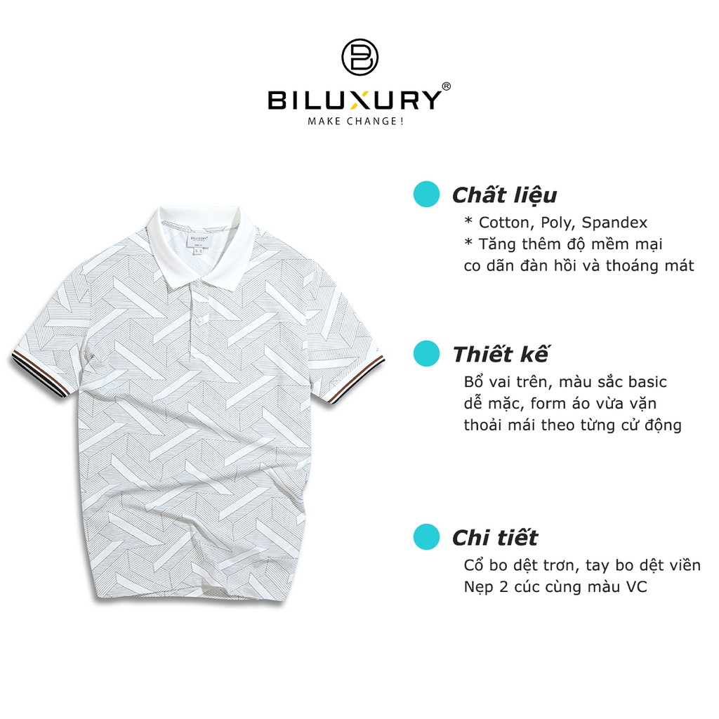 Áo polo nam trắng Biluxury thun cổ bẻ 5APCH007TRK form chuẩn lịch lãm ôm người tôn dáng | BigBuy360 - bigbuy360.vn