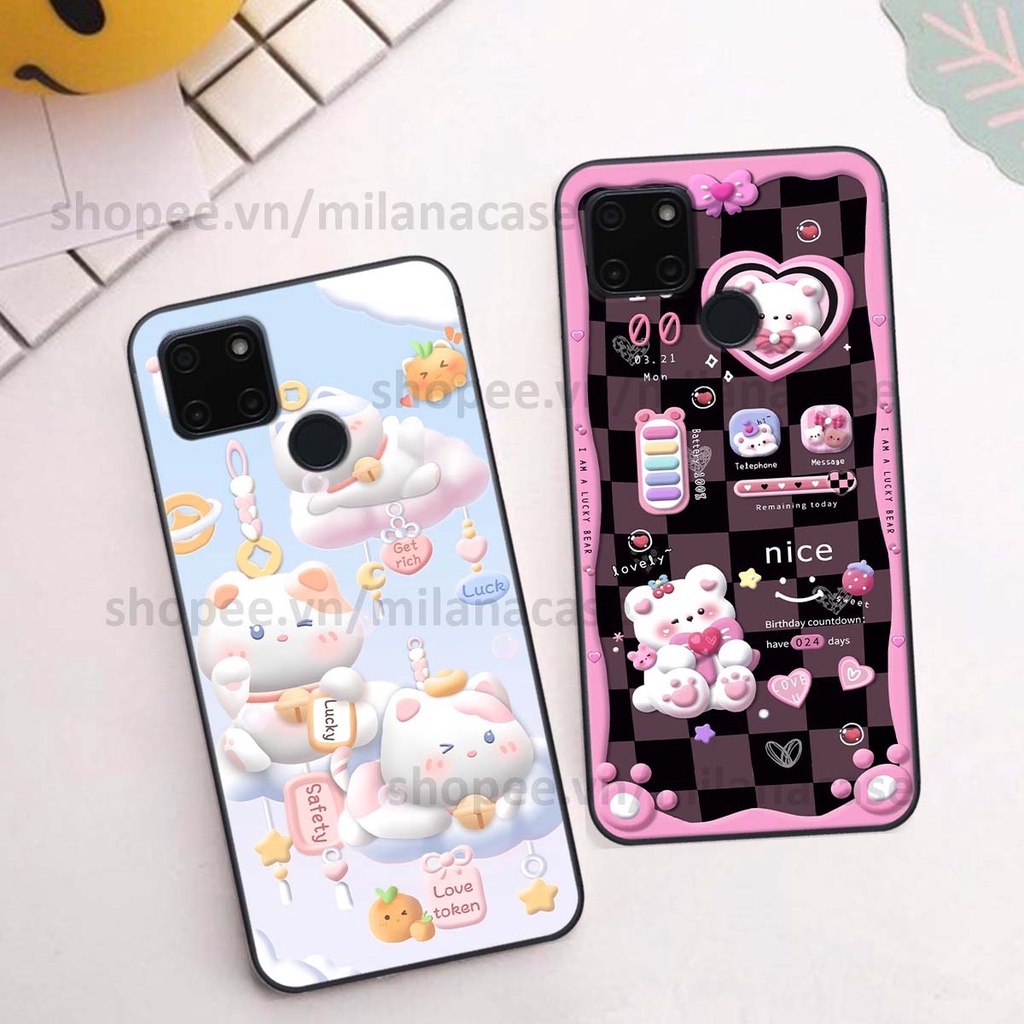Ốp Realme C20 / C21Y hình đồng hồ icon gấu mèo cute cực dễ thương ngộ nghĩnh