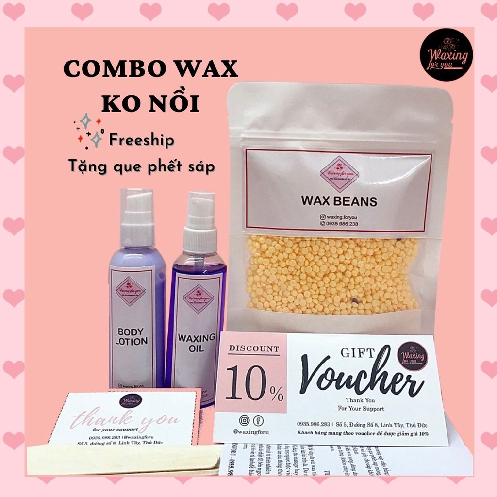 COMBO WAXING (HẠT SÁP ITAL/JAXWAX + LOTION + DẦU LAU SÁP ÚC) ❤Freeship❤ không kèm nồi đun sáp (WAXINGFORU)