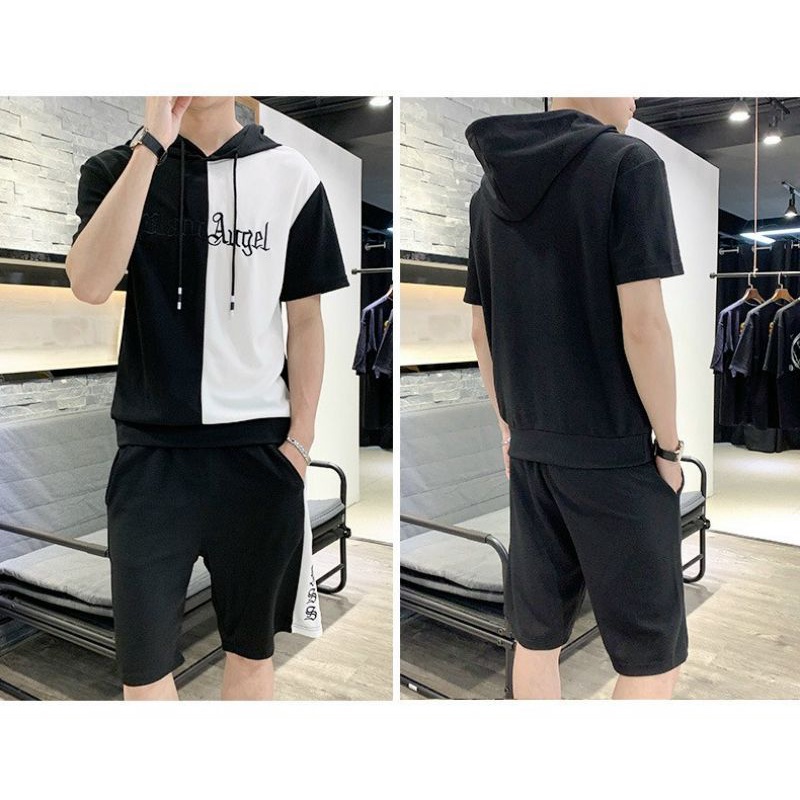 Bộ quần áo thể thao nam hay bộ đồ mặc nhà có nón chất thun mè thoáng mát thời trang hè
