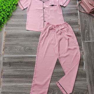 Set lụa trơn áo cộc quần dài