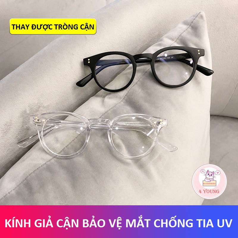 Kính cận thời trang nam nữ chữ V mắt tròn bảo vệ mắt chống tia UV, kính giả cận Unisex 027 | BigBuy360 - bigbuy360.vn